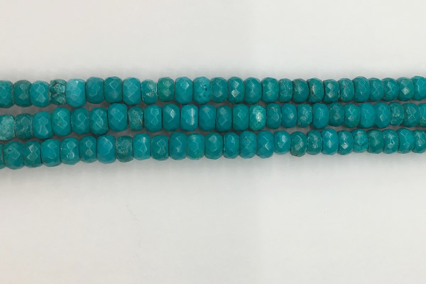 CWB903 15.5 inches 5*8mm faceted rondelle howlite turquoise beads