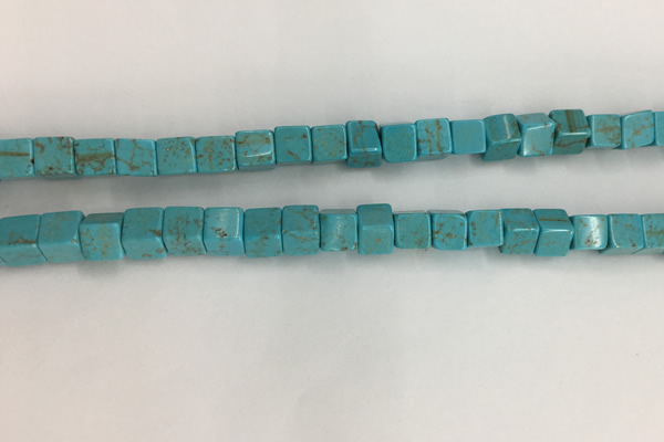 CWB910 15.5 inches 6*6mm cube howlite turquoise beads wholesale