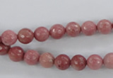 CWF01 15.5 inches 6mm faceted round pink wooden fossil jasper beads