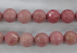 CWF03 15.5 inches 10mm faceted round pink wooden fossil jasper beads