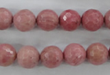 CWF04 15.5 inches 12mm faceted round pink wooden fossil jasper beads