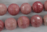 CWF06 15.5 inches 16mm faceted round pink wooden fossil jasper beads