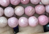 CWF09 15.5 inches 4mm faceted round pink wooden fossil jasper beads