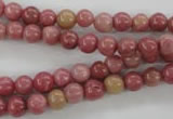 CWF11 15.5 inches 6mm round pink wooden fossil jasper beads wholesale