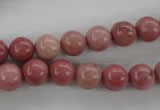 CWF12 15.5 inches 8mm round pink wooden fossil jasper beads wholesale