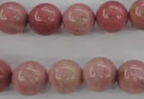 CWF14 15.5 inches 10mm round pink wooden fossil jasper beads