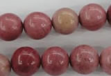 CWF16 15.5 inches 14mm round pink wooden fossil jasper beads wholesale