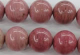 CWF18 15.5 inches 18mm round pink wooden fossil jasper beads wholesale