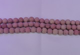 CWF20 15.5 inches 4mm round matte pink wooden fossil jasper beads