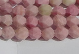 CWF30 6mm faceted nuggets matte pink wooden fossil jasper beads