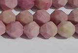 CWF31 8mm faceted nuggets matte pink wooden fossil jasper beads