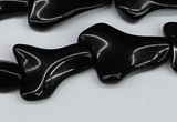 CWG01 15.5 inches 18*25mm wavy freeform black agate gemstone beads