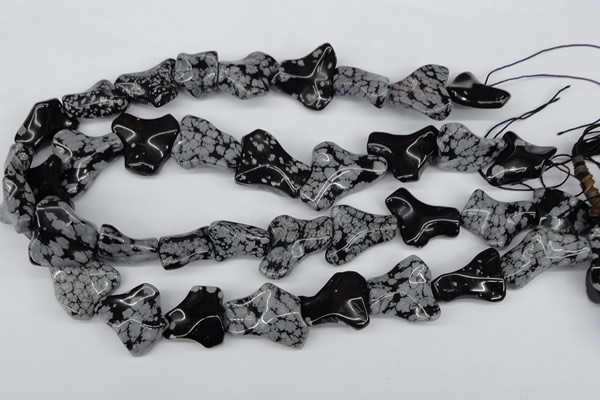 CWG06 15.5 inches 25*33mm wavy freeform snowflake obsidian beads