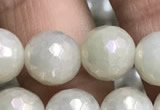 CWH72 15.5 inches 10mm faceted round AB-color white jade beads