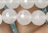 CWH78 15.5 inches 8mm faceted round white jade beads wholesale