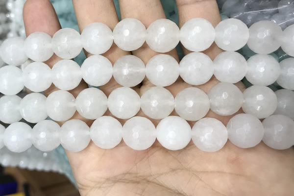 CWH80 15.5 inches 12mm faceted round white jade beads wholesale