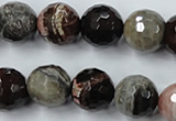 CWJ215 15.5 inches 14mm faceted round wood jasper gemstone beads