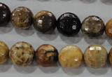 CWJ306 15.5 inches 12mm faceted round wood jasper gemstone beads