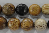 CWJ308 15.5 inches 15mm faceted round wood jasper gemstone beads