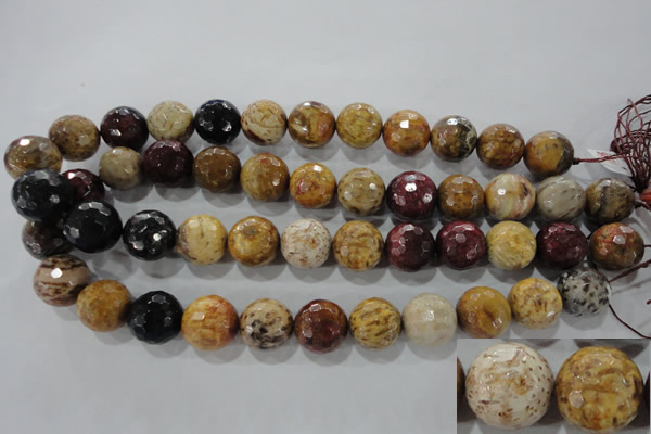 CWJ309 15.5 inches 16mm faceted round wood jasper gemstone beads