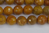 CWJ469 15.5 inches 6mm faceted round yellow petrified wood jasper beads