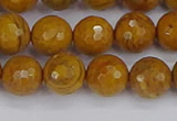 CWJ470 15.5 inches 8mm faceted round yellow petrified wood jasper beads