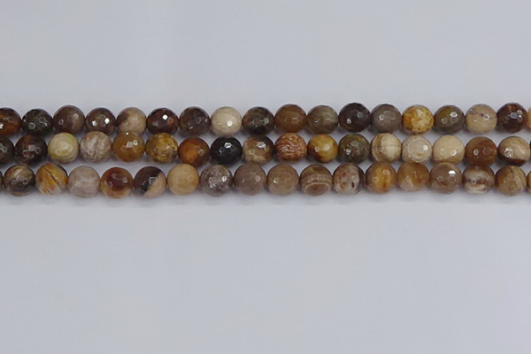 CWJ477 15.5 inches 8mm faceted round wood jasper gemstone beads