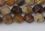 CWJ484 15.5 inches 8mm faceted nuggets wood jasper beads