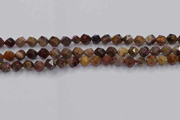 CWJ491 15.5 inches 8mm faceted nuggets wood jasper beads