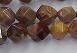 CWJ492 15.5 inches 10mm faceted nuggets wood jasper beads