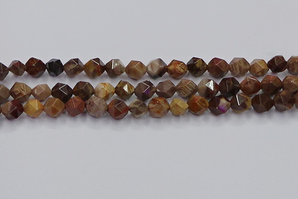 CWJ493 15.5 inches 12mm faceted nuggets wood jasper beads