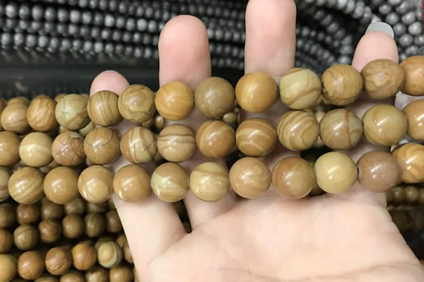 CWJ514 15.5 inches 12mm round wooden jasper beads wholesale