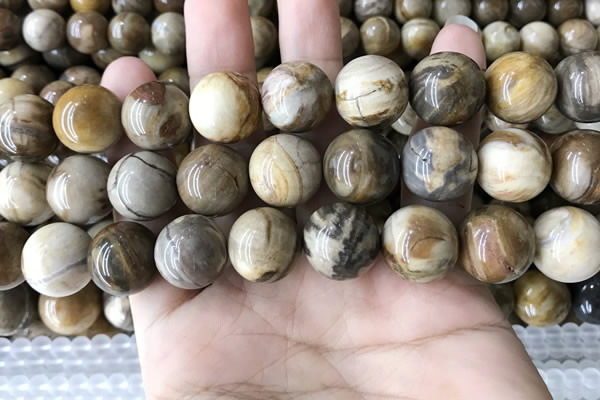 CWJ596 15.5 inches 16mm round wood jasper beads wholesale