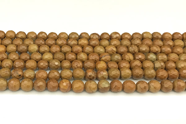 CWJ601 15 inches 6mm faceted round wooden jasper beads wholesale