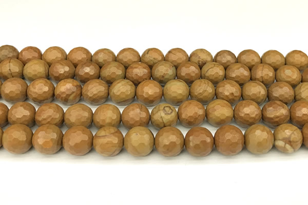 CWJ602 15 inches 8mm faceted round wooden jasper beads wholesale