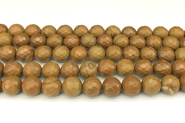 CWJ603 15 inches 10mm faceted round wooden jasper beads wholesale