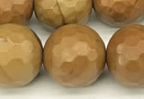 CWJ604 15 inches 12mm faceted round wooden jasper beads wholesale