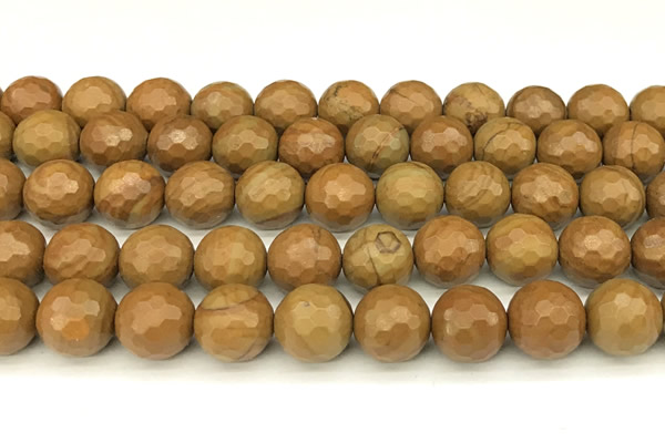 CWJ604 15 inches 12mm faceted round wooden jasper beads wholesale