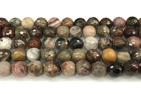 CWJ614 15 inches 12mm faceted round wooden jasper gemstone beads