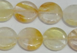 CYC06 15.5 inches 20mm flat round yellow crystal quartz beads