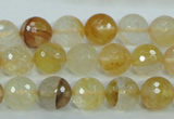 CYC114 15.5 inches 10mm faceted round yellow crystal quartz beads