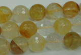 CYC115 15.5 inches 12mm faceted round yellow crystal quartz beads