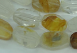 CYC126 15.5 inches 10*18mm faceted nuggets yellow crystal quartz beads