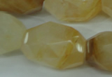 CYC129 15.5 inches 18*30mm faceted nuggets yellow crystal quartz beads