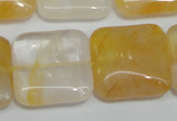 CYC14 15.5 inches 25*25mm square yellow crystal quartz beads