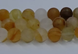 CYC140 15.5 inches 4mm round matte yellow quartz beads wholesale