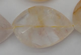 CYC207 15.5 inches 28*40mm twisted & faceted teardrop yellow quartz beads