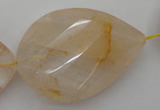 CYC208 15.5 inches 23*45mm twisted & faceted teardrop yellow quartz beads