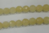 CYJ152 15.5 inches 8mm faceted round yellow jade beads wholesale