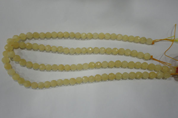 CYJ152 15.5 inches 8mm faceted round yellow jade beads wholesale